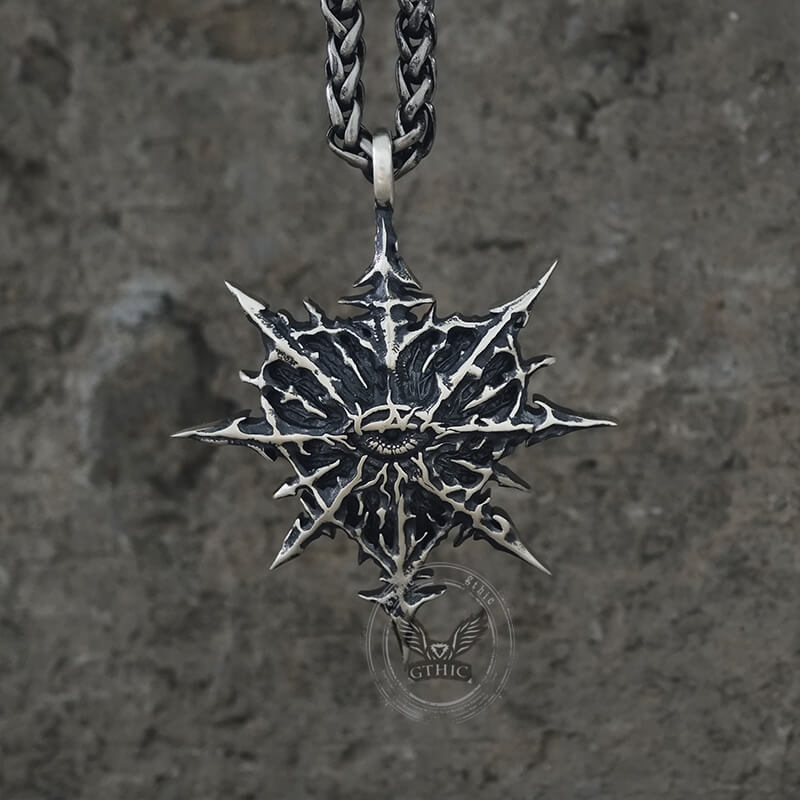 Gothic Heart of Thorns Demon Eye Sterling Silver Pendant | Gthic.com
