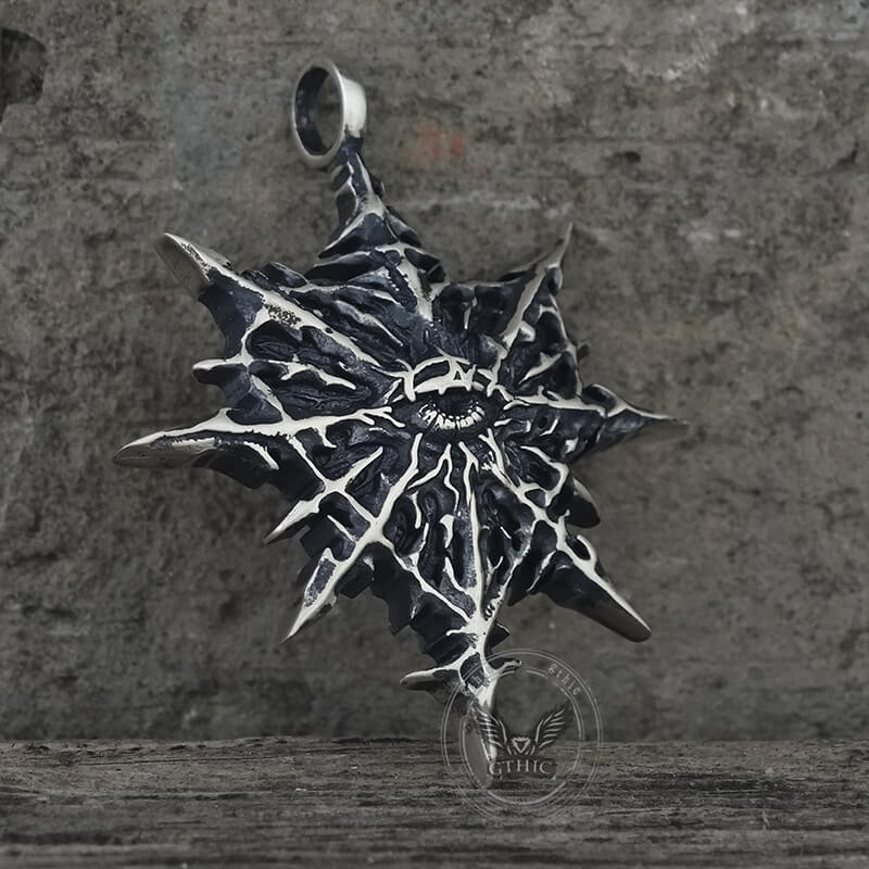 Gothic Heart of Thorns Demon Eye Sterling Silver Pendant