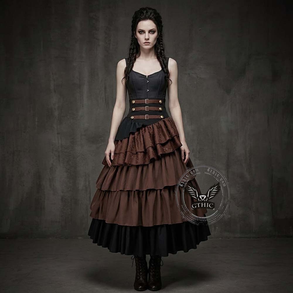 Gothic High-Waisted Tiered Ruffle Pirate Skirt | Gthic.com