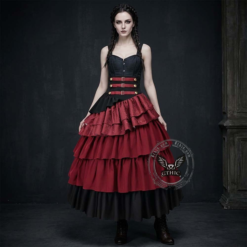 Gothic High-Waisted Tiered Ruffle Pirate Skirt | Gthic.com