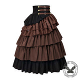 Gothic High-Waisted Tiered Ruffle Pirate Skirt