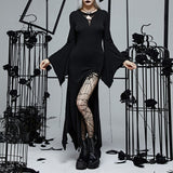 Gothic High Slit Bell Sleeve Polyester Dress | Gthic.com