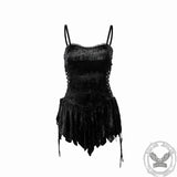 Gothic Hollow Lace Up Suspender Dress