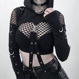 Gothic Hooded Cotton Super Crop Top | Gthic.com