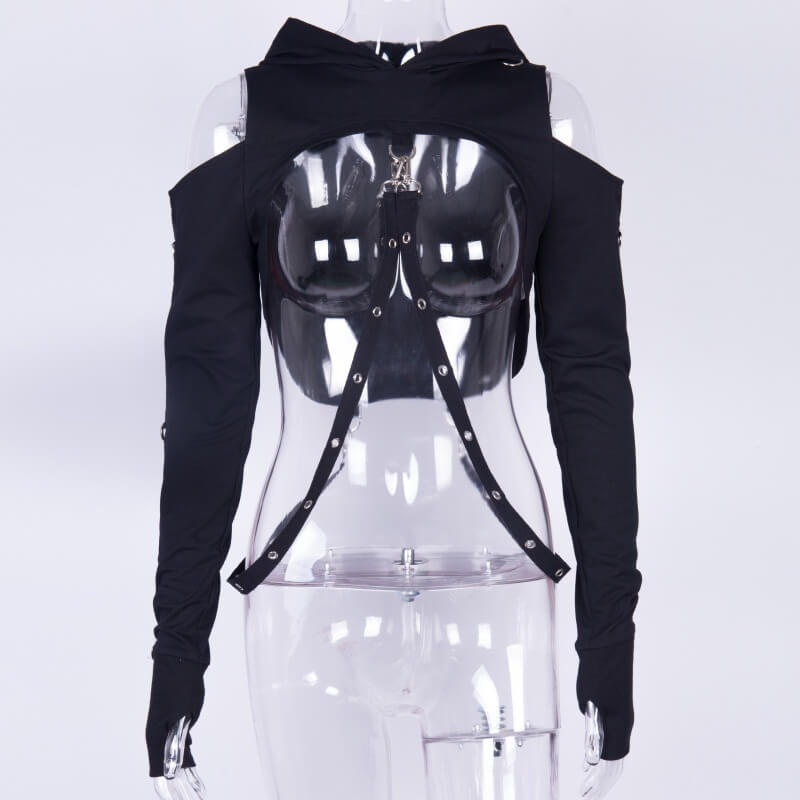 Gothic Hooded Cotton Super Crop Top | Gthic.com