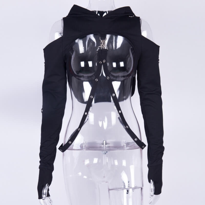 Gothic Hooded Cotton Super Crop Top | Gthic.com