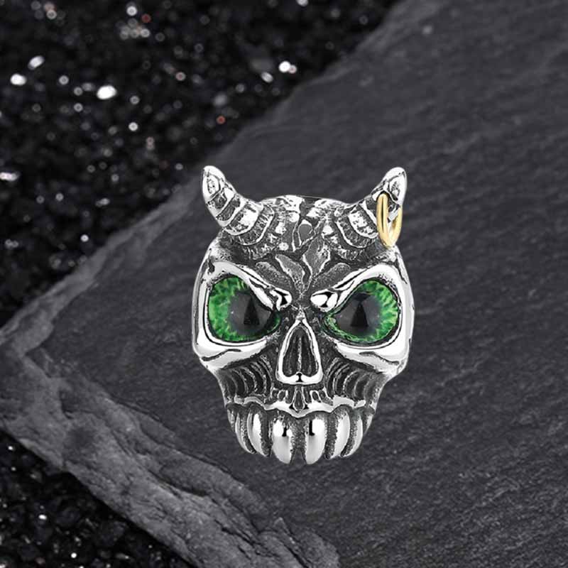 Gothic Horn Skull Devil Eye Stainless Steel Ring
