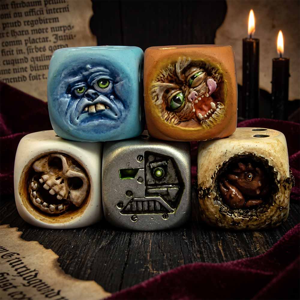 Gothic Horror Demon Dice Set Resin Figurines