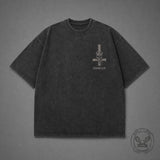Gothic Inverted Cross Skeleton Beast Vintage Washed T-Shirt