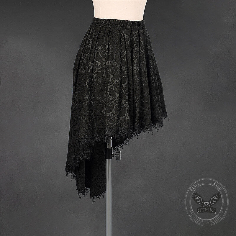 Gothic Irregular Dark Lace Trailing Skirt | Gthic.com