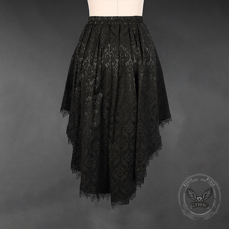 Gothic Irregular Dark Lace Trailing Skirt