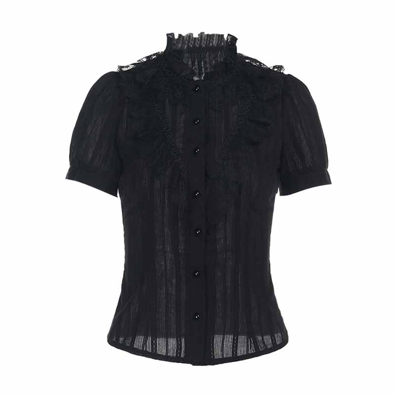 Gothic Jacquard Design Dark Short Sleeve Shirt 03 | Gthic.com