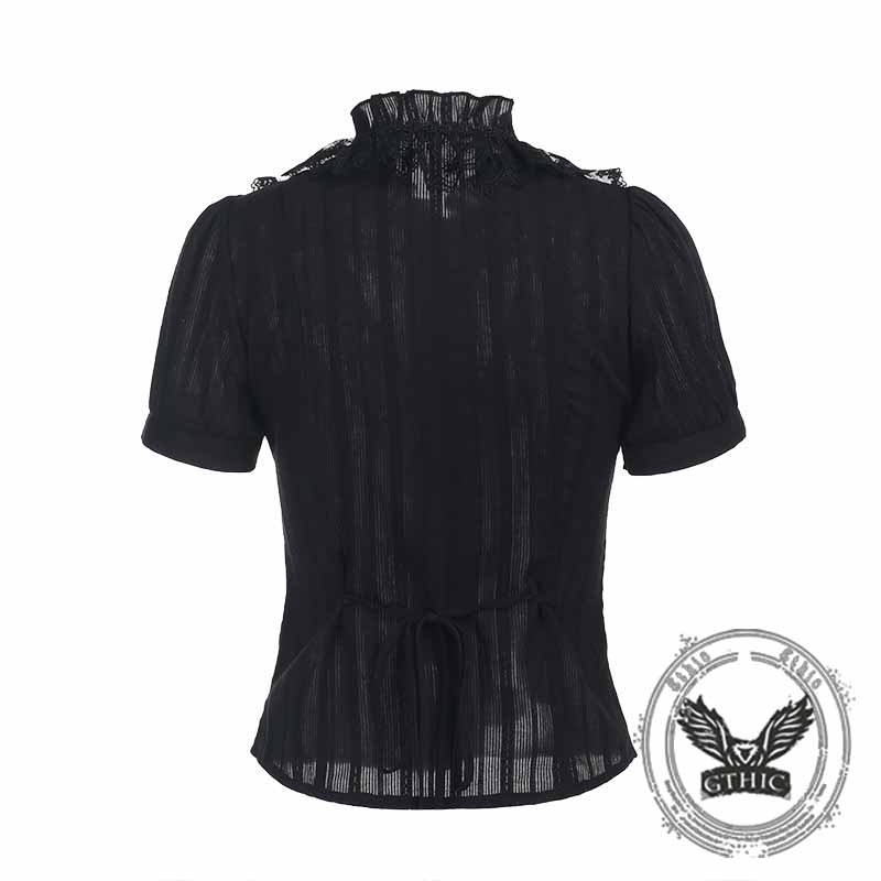 Gothic Jacquard Design Dark Short Sleeve Shirt