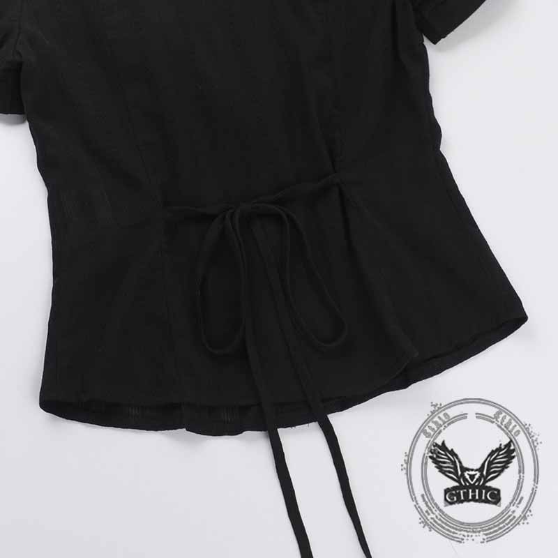 Gothic Jacquard Design Dark Short Sleeve Shirt