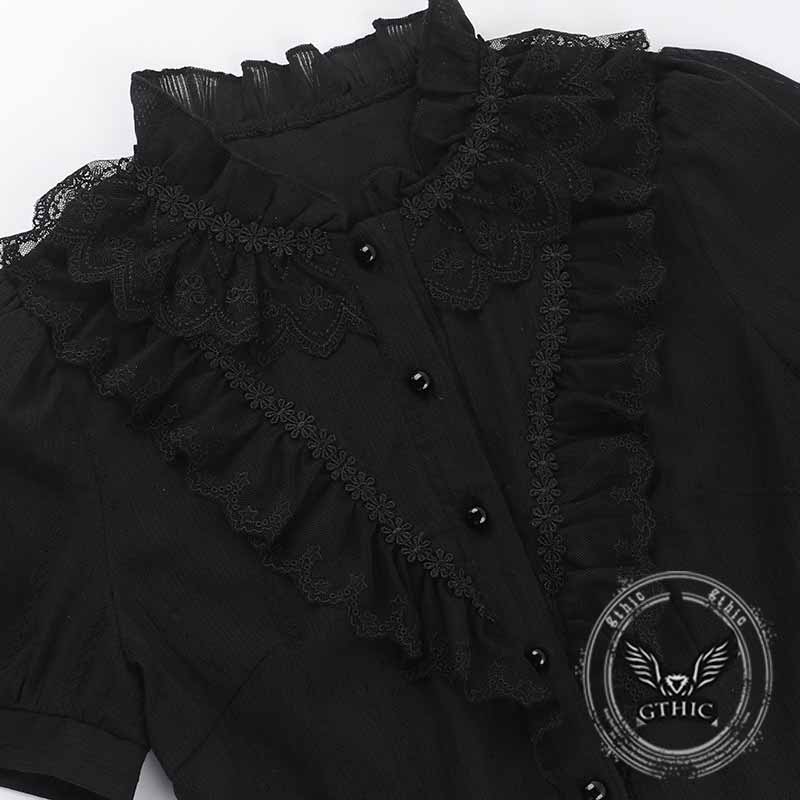 Gothic Jacquard Design Dark Short Sleeve Shirt