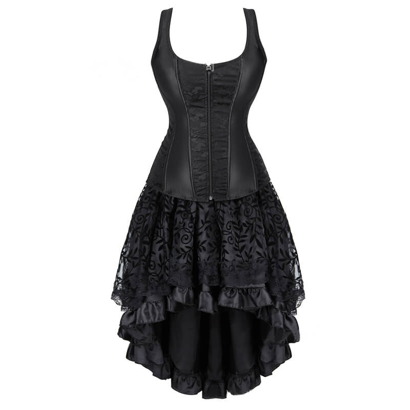Gothic Jacquard Shoulder Strap Corset Dress Suit | Gthic.com