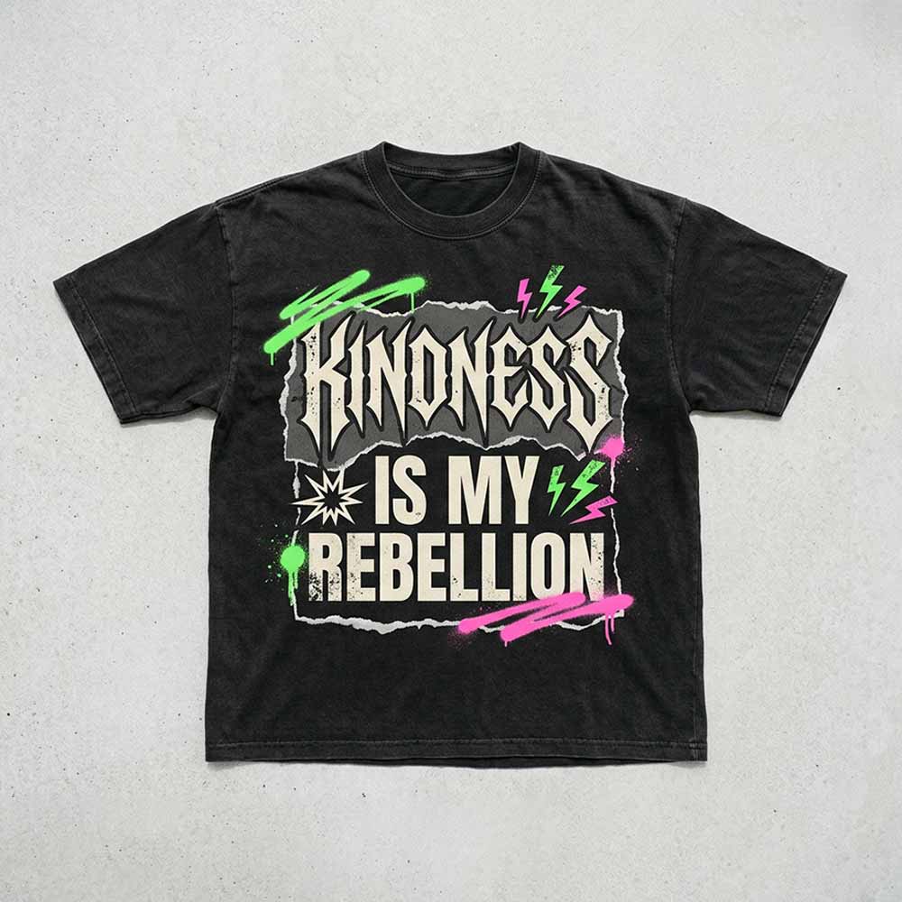 Gothic Kindness Is My Rebellion Vintage Washed T-shirt | Gthic.com
