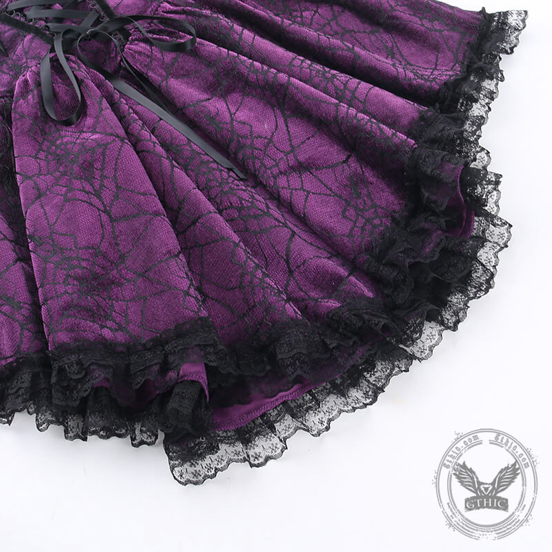 Gothic Lace-up Spider Web A-line Dress