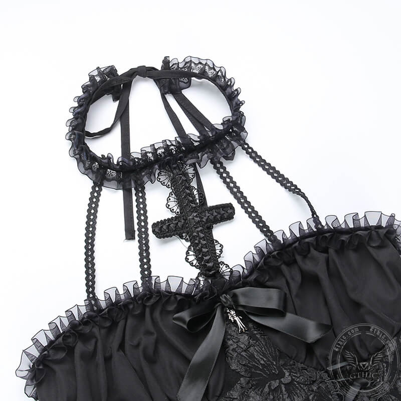 Vestido lolita halter de encaje gótico