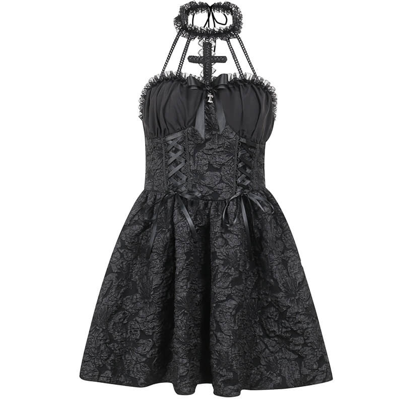 Gothic Lace Halter Lolita Dress | Gthic.com