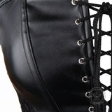 Gothic Lace Hem PU Leather Cutout Corset