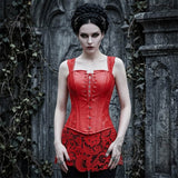 Gothic Lace Hem PU Leather Cutout Corset | Gthic.com