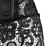 Gothic Lace Hem PU Leather Cutout Corset