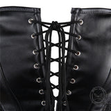 Gothic Lace Hem PU Leather Cutout Corset