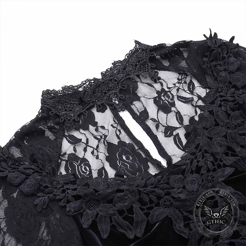 Gothic Lace Mermaid Polyester Long Sleeve Dress