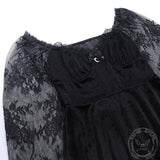 Gothic Lace Paneled Ruffled Long-sleeved Mini Skirt