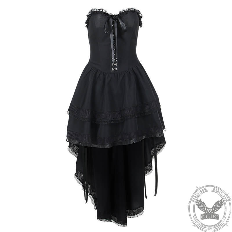 Gothic Lace Polyester Corset Dress