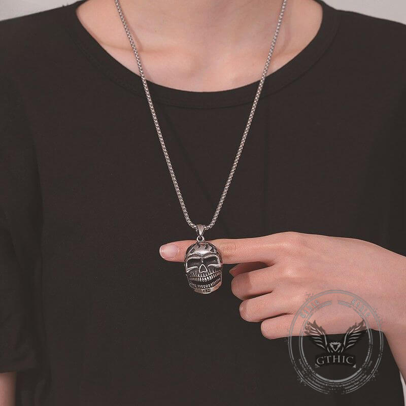 Gothic Laughing Skull Stainless Steel Pendant | Gthic.com