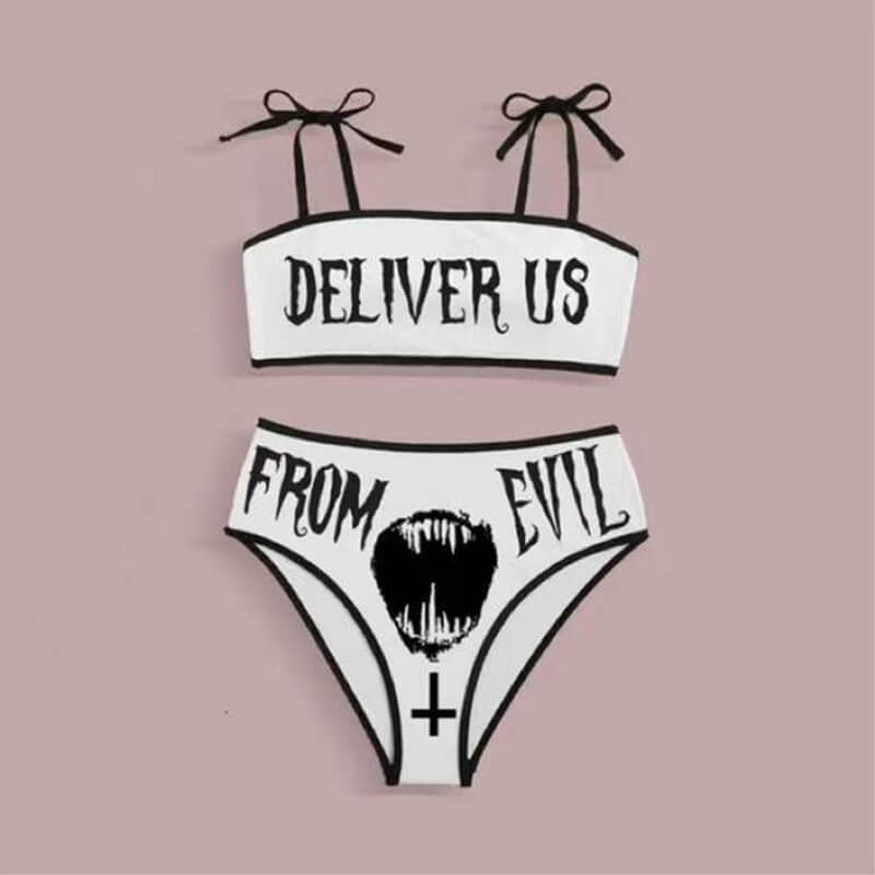 Gothic Letter Print Women’s Bikini Set