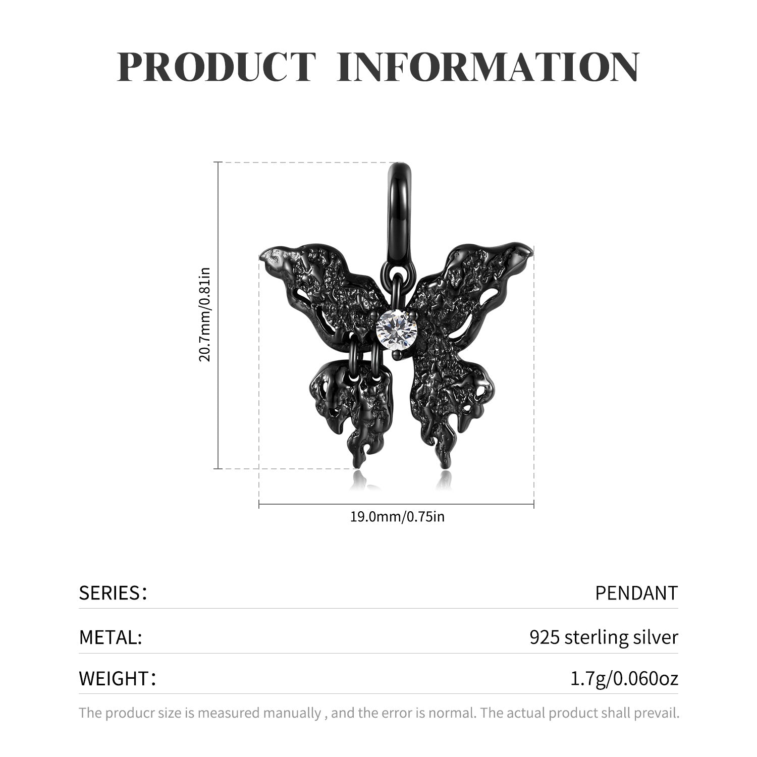 Gothic Liquid Butterfly Zircon S925 Silver Pendant | Gthic.com