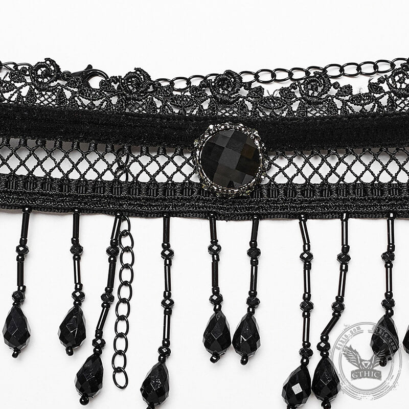 Gothic Lolita Beads Tassels Choker Necklace