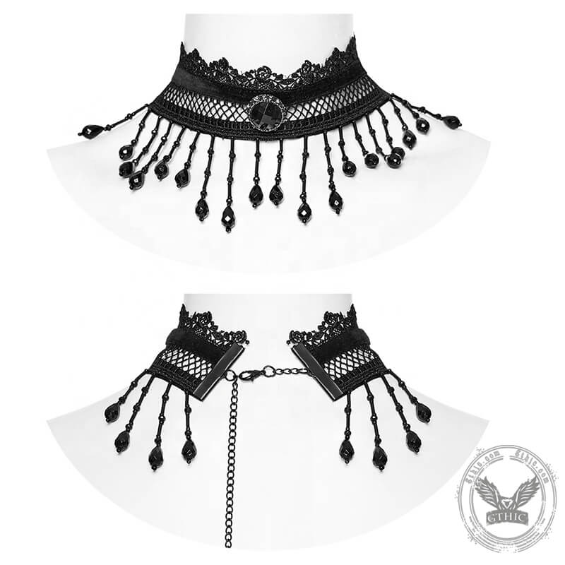 Gothic Lolita Beads Tassels Choker Necklace