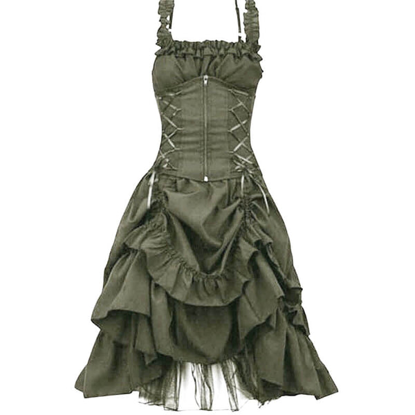 Gothic Lolita Polyester Prom Dress, Green / XL