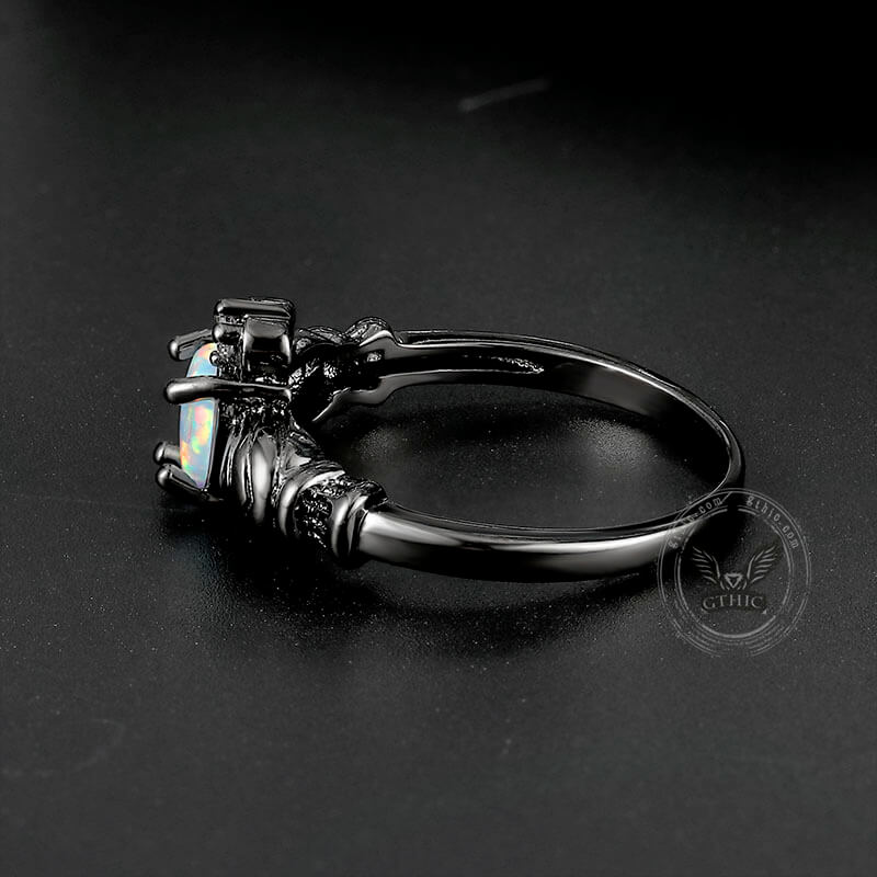 Gothic Love Heart Opal Brass Ring | Gthic.com