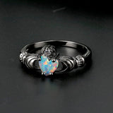 Gothic Love Heart Opal Brass Ring | Gthic.com
