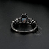 Gothic Love Heart Opal Brass Claddagh Ring