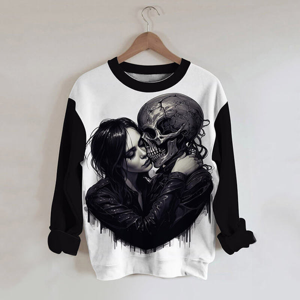 Gothic Love Kiss Round Neck Sweatshirt