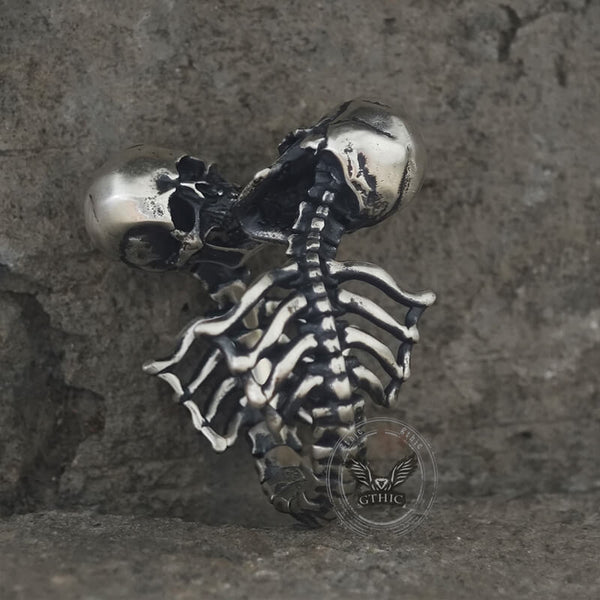 Gothic Love Kiss Sterling Silver Stainless Steel Skull Ring | Gthic.com