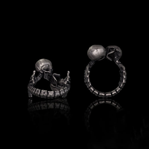 Gothic Love Kiss Sterling Silver Stainless Steel Skull Ring | Gthic.com