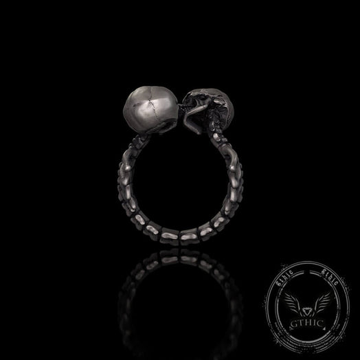 Gothic Love Kiss Sterling Silver Stainless Steel Skull Ring