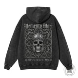 Gothic Mandala Warrior Skull Vintage Washed Hoodie | Gthic.com