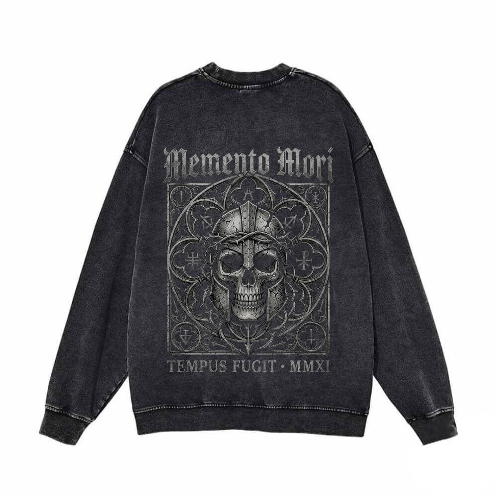 Gothic Mandala Warrior Skull Vintage Washed Sweatshirt | Gthic.com