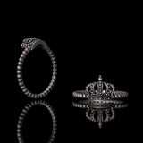 Gothic Masquerade Mask Crown Sterling Silver Ring Set | Gthic.com