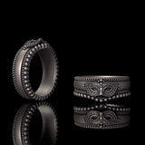 Gothic Masquerade Mask Crown Sterling Silver Ring Set | Gthic.com
