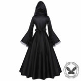 Gothic Medieval Hooded Satin Witch Cosplay Dress