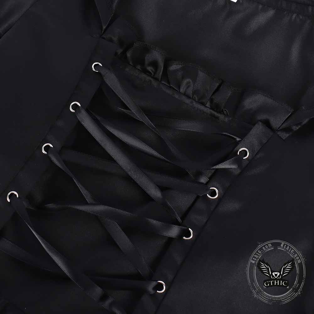 Gothic Medieval Hooded Satin Witch Cosplay Dress
